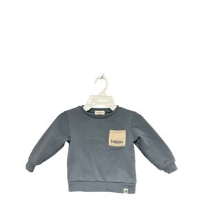 Rabbit Bear Organic Cotton Happy Pocket Sweatshirt 18M Blue‎ Soft Cozy